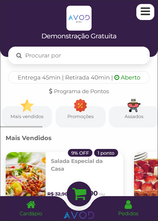 Cardápio digital para restaurante com pedidos online pelo celular